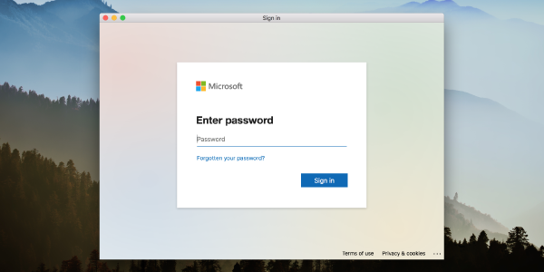 Read&Write sign in with Microsoft window with enter password textbox and blue sign in button