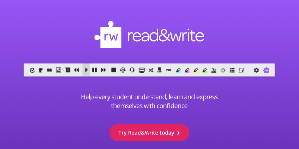 Texthelp Read&Write web page with pink try Read&Write today button