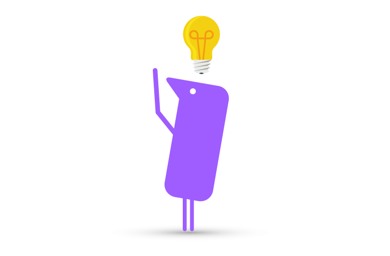 A Texthelper with an idea bulb above their head